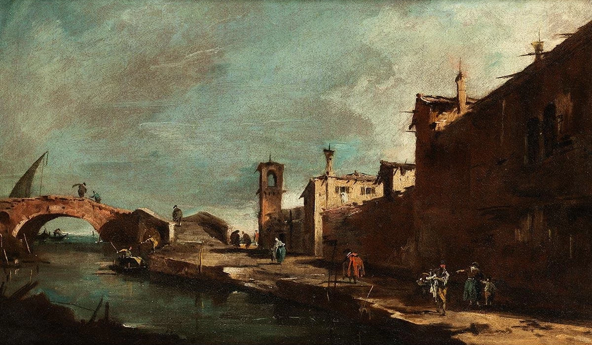 Capriccio con ponte sul canale